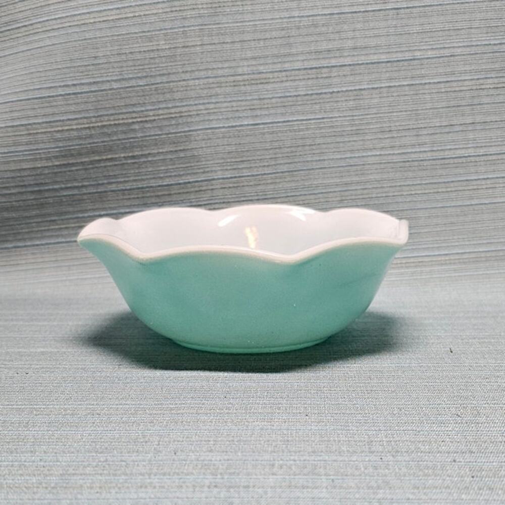 Vintage 1950's Hazel Atlas Crinoline Turquoise Blue Ripple 5 1/2" Cereal Bowl